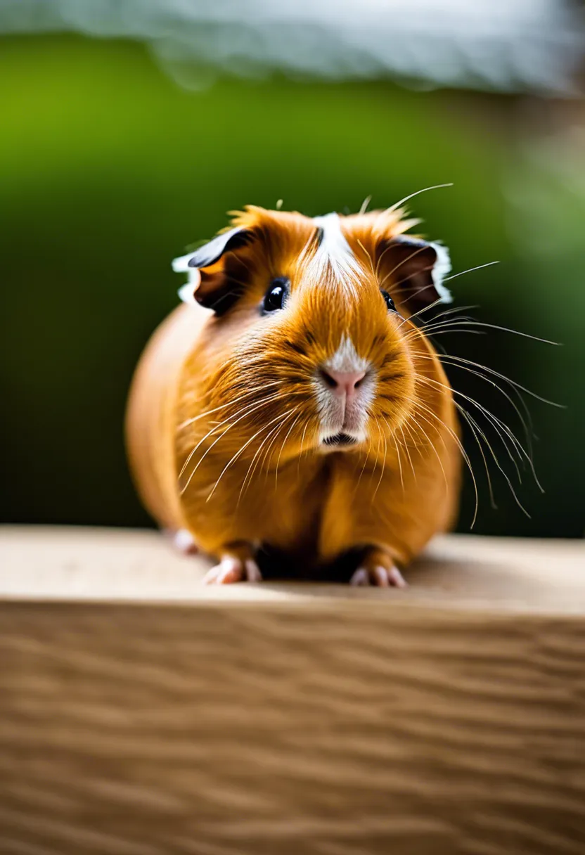 Close-up of a guinea pig's rear showing its tiny tail, against a soft, natural background.